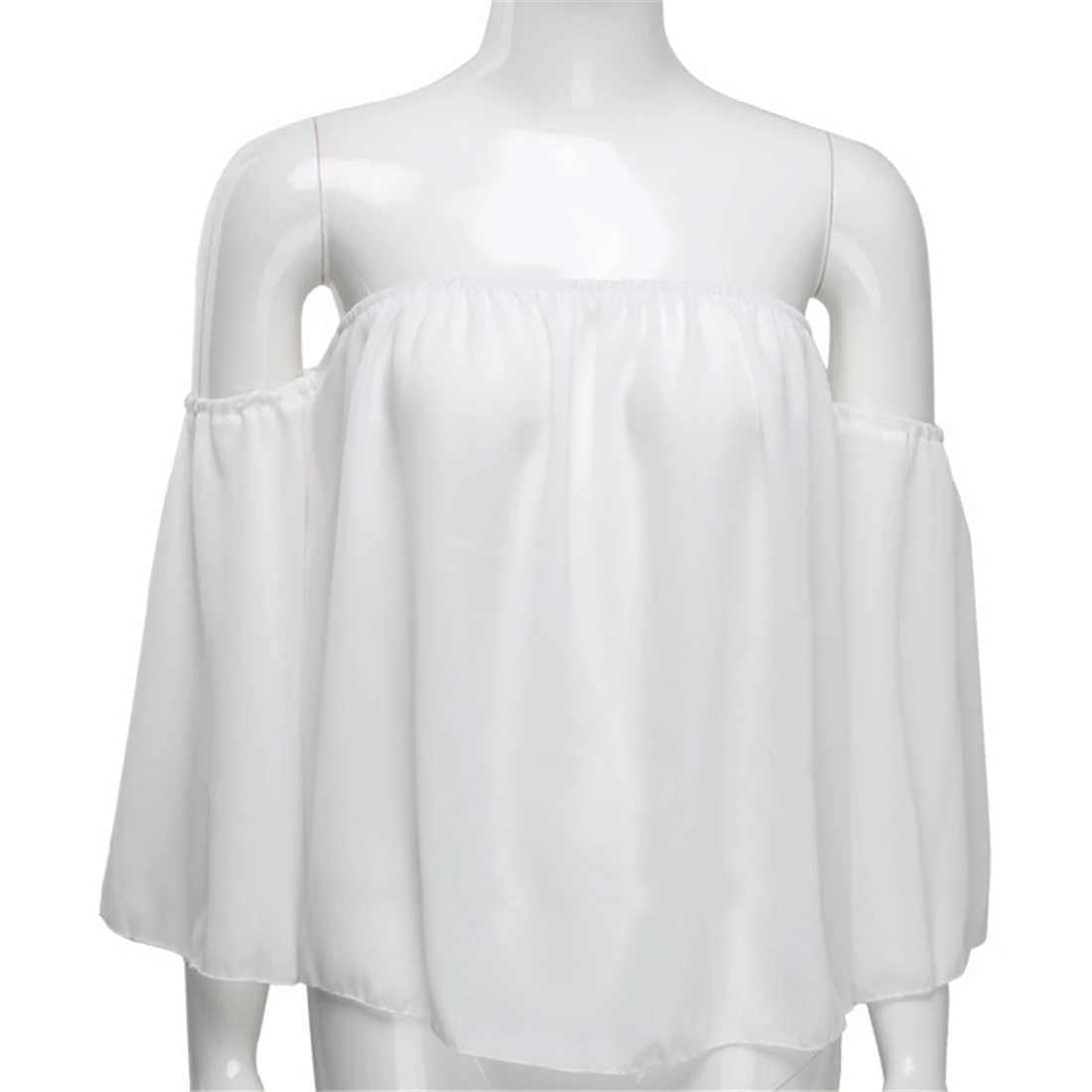 YJSFG домашняя Сексуальная женская шифоновая блузка с вырезом лодочкой рубашки