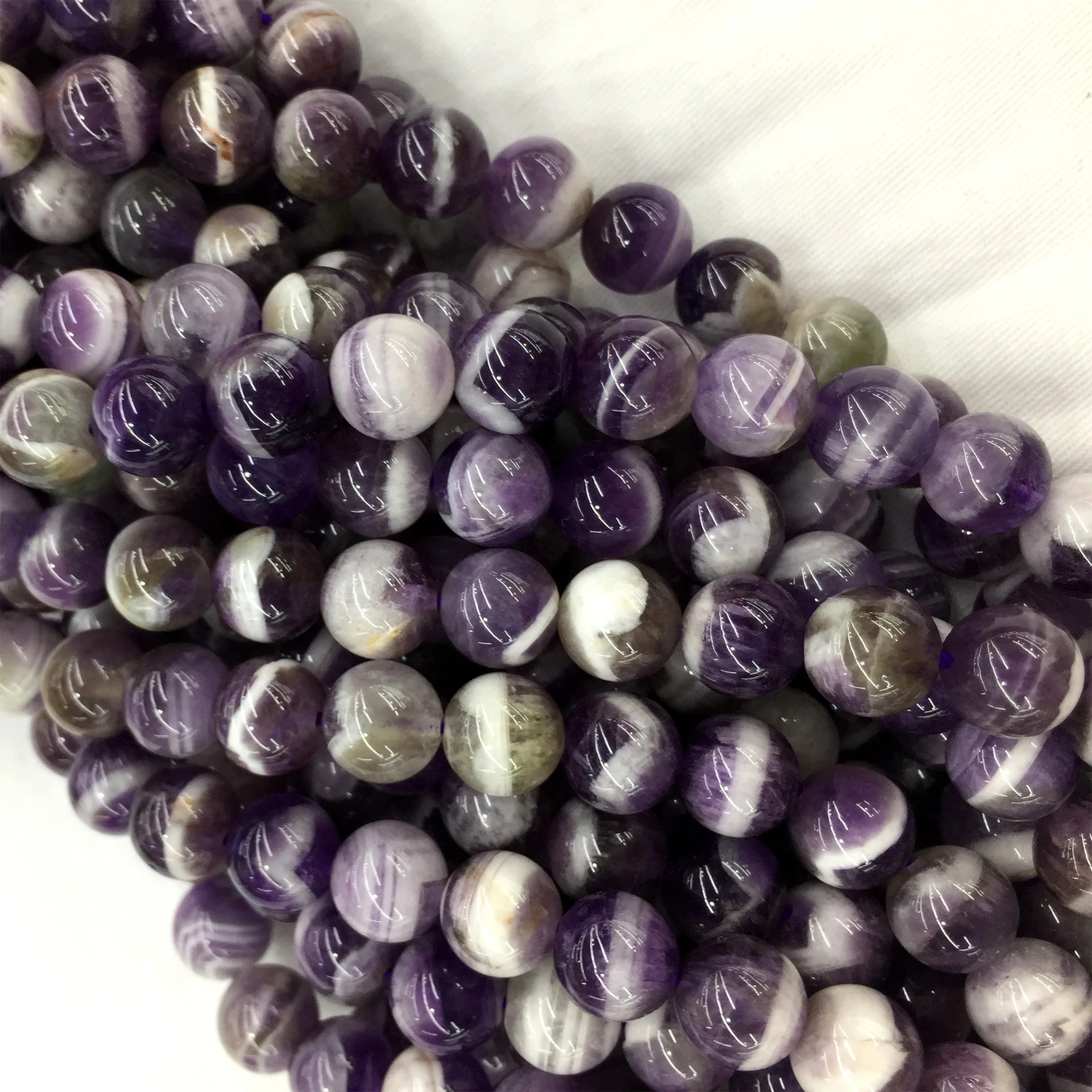 Natural Genuine Purple White Dog tooth Amethyst Smooth Round Loose Jewelry Necklaces Bracelets Gemstone Beads 6-12mm 15&quot 06082 |