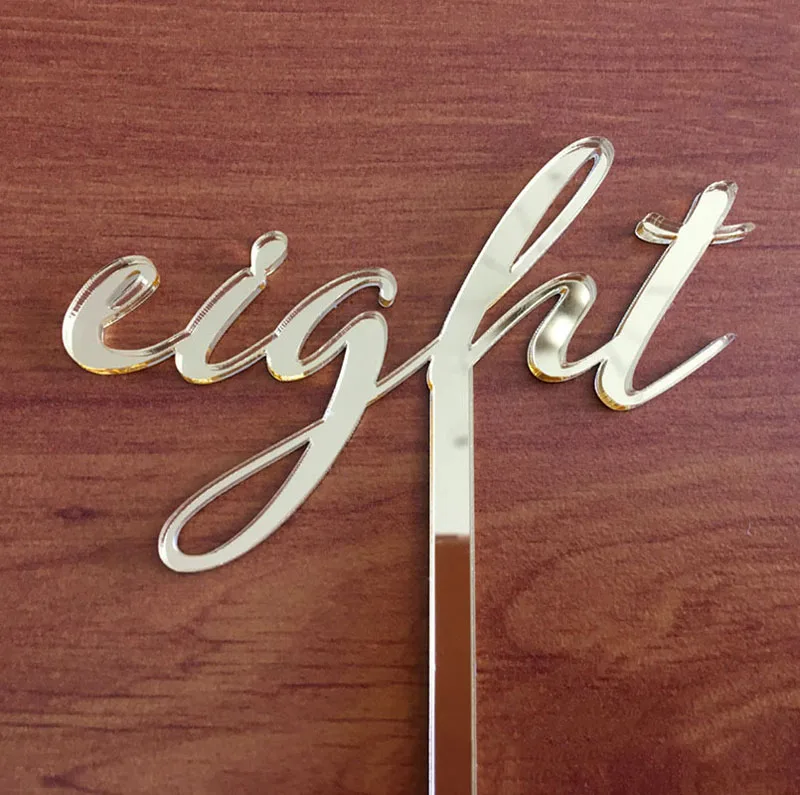 Акриловые номера свадебных столов цвета: золотистый серебристый зеркальный стол