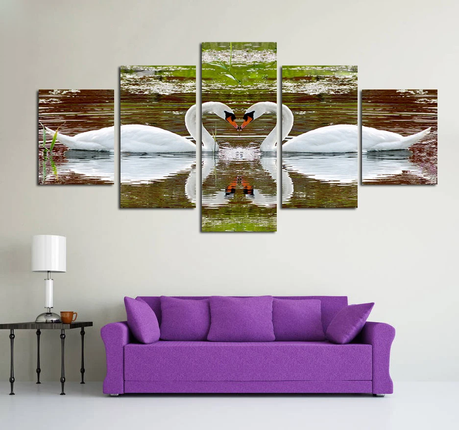 Heart of The Swan Unframed 5 Panel Canvas Painting for Living Room Home Decoration High Quality Wall Art Print Poster | Дом и сад