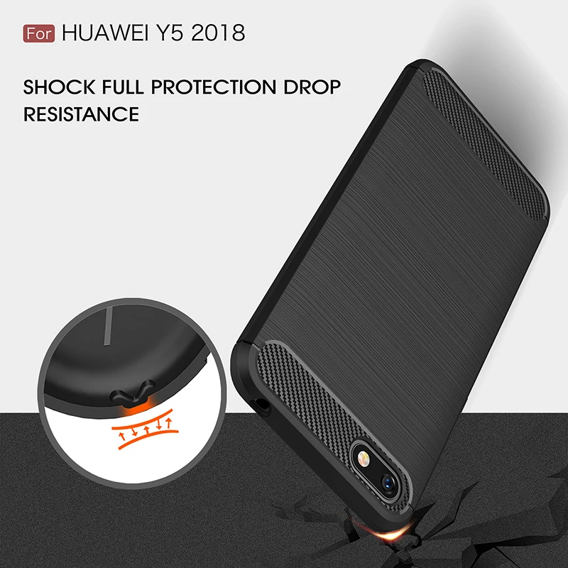 TRISEOLY чехол для Huawei Y5 Prime 2018 Матовый ТПУ из углеродного волокна резиновая задняя