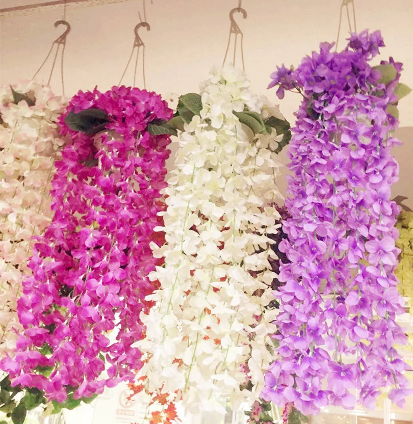 Подвесные цветы из ротанга гортензии венок искусственные декоративные 9