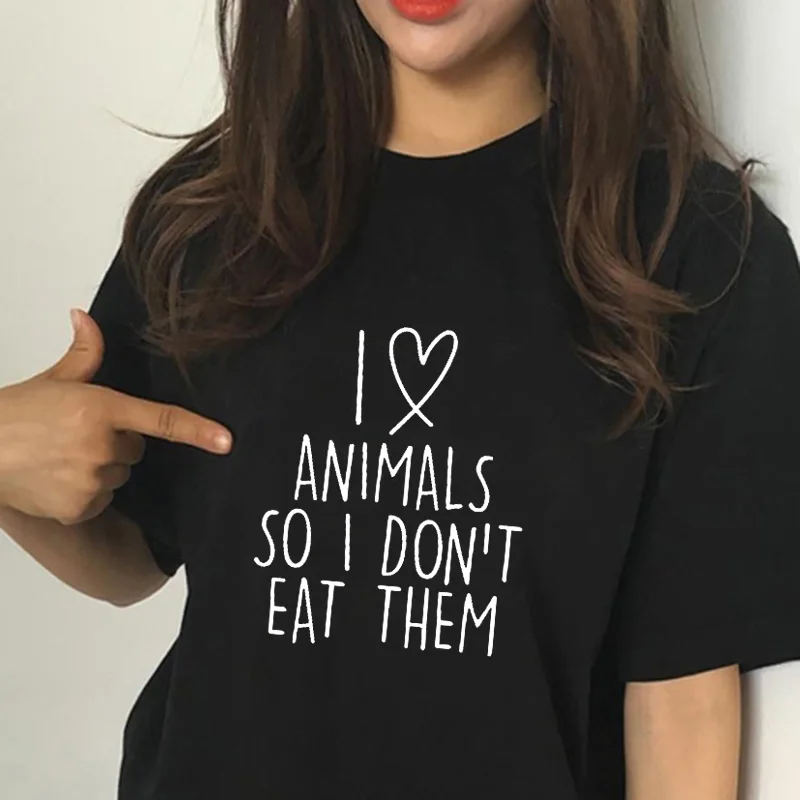Женская футболка с надписью I Love Animals So Don't Eat Them Vegan FUNNY Humour унисекс 2019|Футболки| |