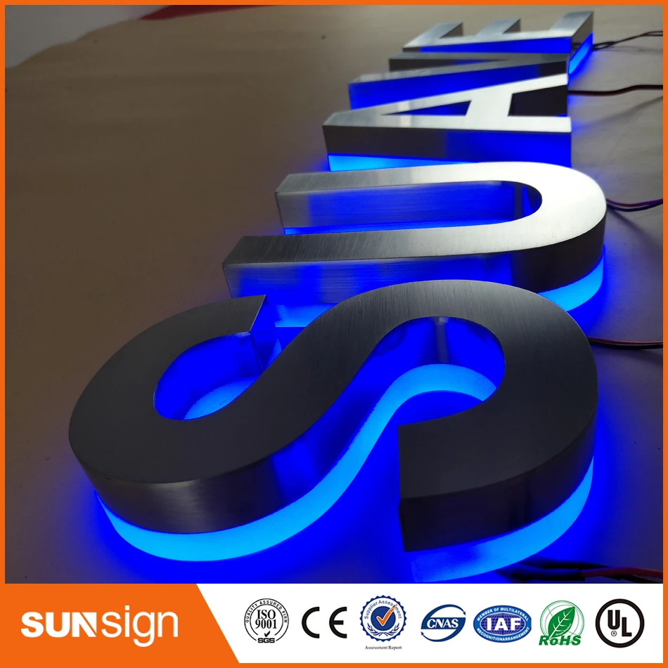Top sale stainless steel acrylic 3d backlit light sign led letters