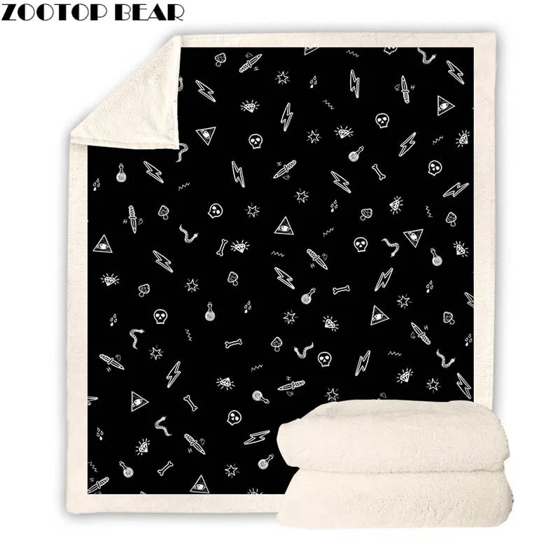 Дизайнерское одеяло из шерпы с черным черепом 2019 модное дорожное молодежное для