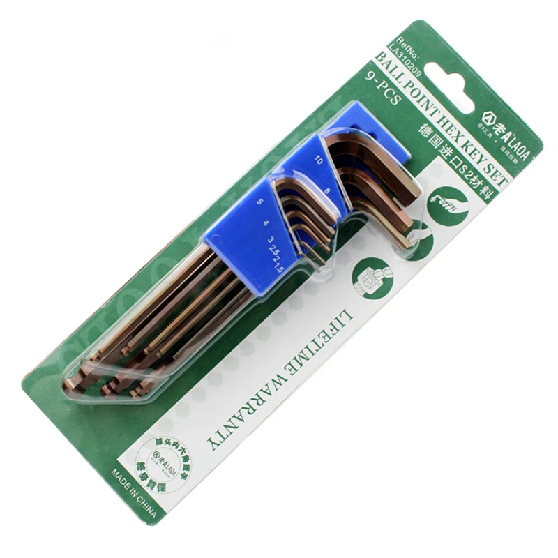 

LAOA Long Length 9 in 1 Hex Wrenches High Quality S2 Alloy Steel 235mm Strong Magnetic Wrench