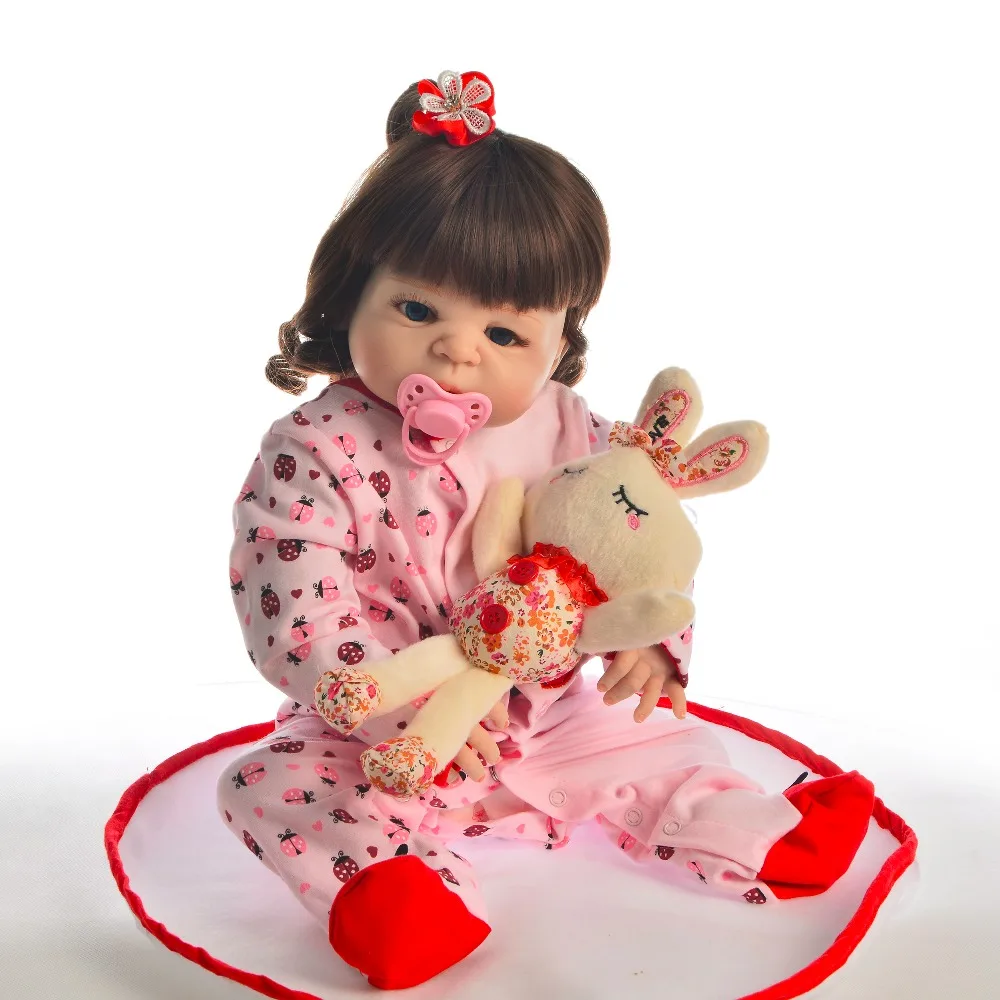 55 см микро рулонные волосы Reborn Baby Doll силиконовая виниловая кукла для тела