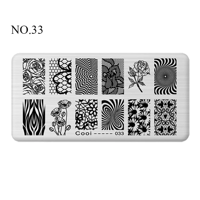 NO.33 Pinpai Nail Stamping Plates Flower Geometric Heart Nature Series Nail Template Stamp Image DIY Nail Designs Manicure Stamp Plate - Цвет: NO.33