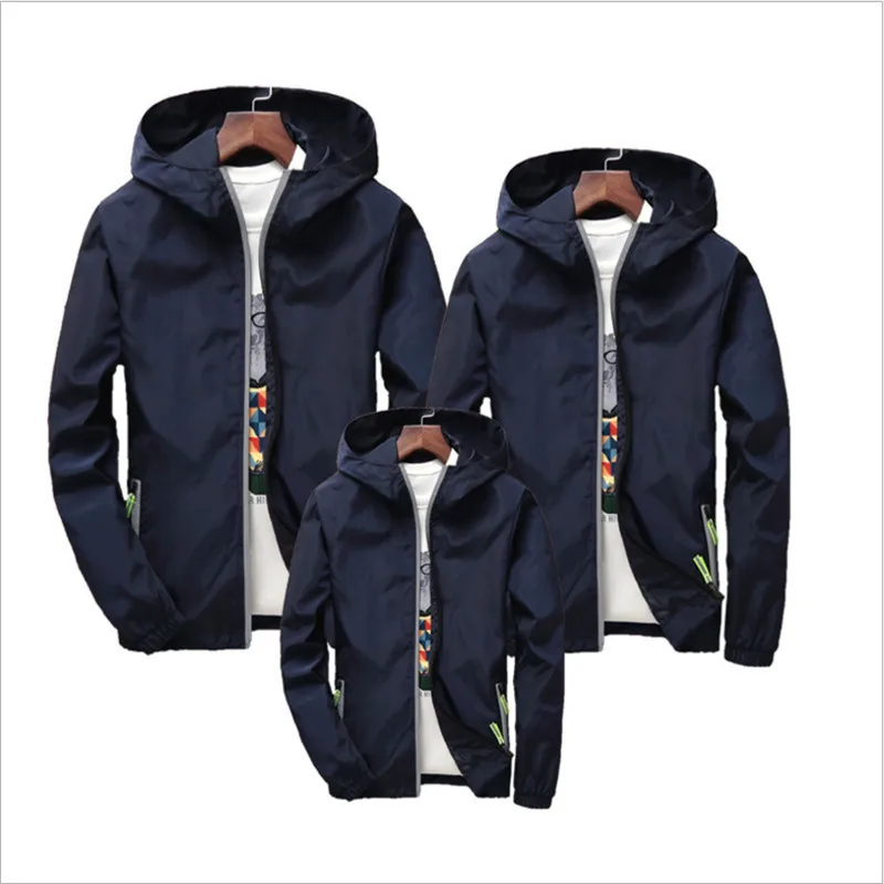 navy blue Одежда для всей семьи; одинаковые комплекты; семейная куртка для пары; Светоотражающая ветровка размера плюс S-7XL; Семейные комплекты - Цвет: navy blue
