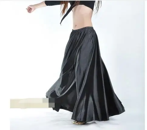 

10pcs/lot fedex fastSatin Skirt Belly Dance Costume Women Gypsy Skirts long solid belly dancing skirt free size