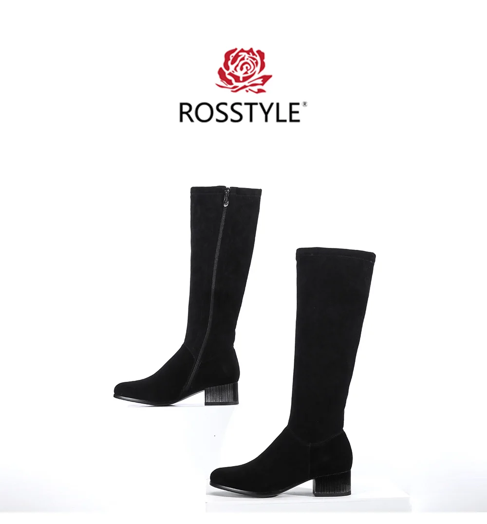 ROSSTYLE На зиму; высокого качества ботинки из замши Теплые Короткие Плюшевые Ботинки женские зимние ботинки модные зимние женские сапоги до колена Высокие сапоги тонкий черный H12
