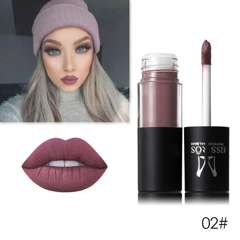 Бархатная матовая жидкость цвета MISS ROSE 12 видов цветов нюд Увлажняющая губная