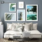 Тропическое украшение картина скандинавский плакат с ананасом пальмовое дерево Печатный пейзаж настенная живопись холст современное оформление комнаты