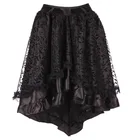 Женская юбка-пачка средней длины, черная плиссированная юбка средней длины в стиле стимпанк, Готическая пышная кружевная юбка-пачка средней длины, 2019