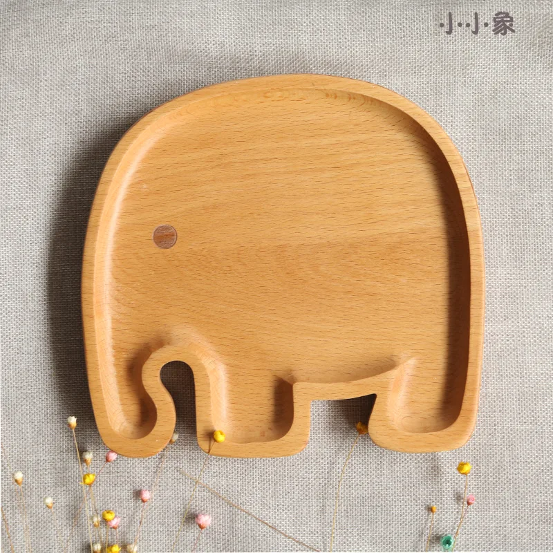 Милый кролик автомобиль свинка слон блюдо для еды детей детская деревянная