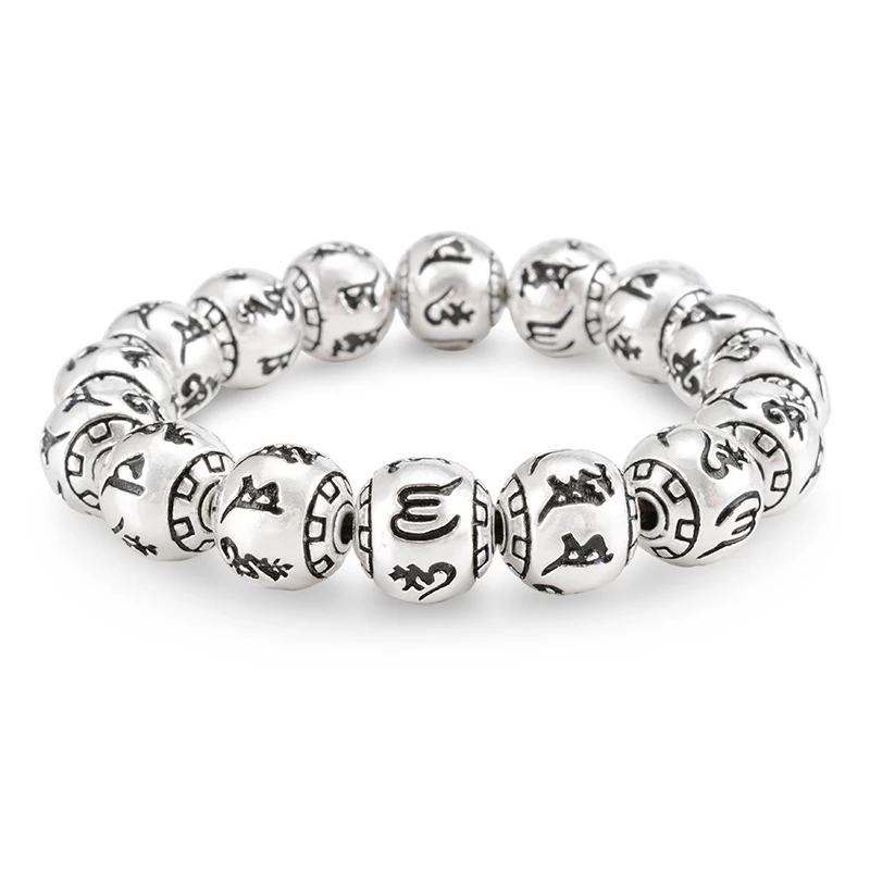 MOFRGO Charm изящный винтажный медитация Тибетский буддизм покрытый серебром браслет