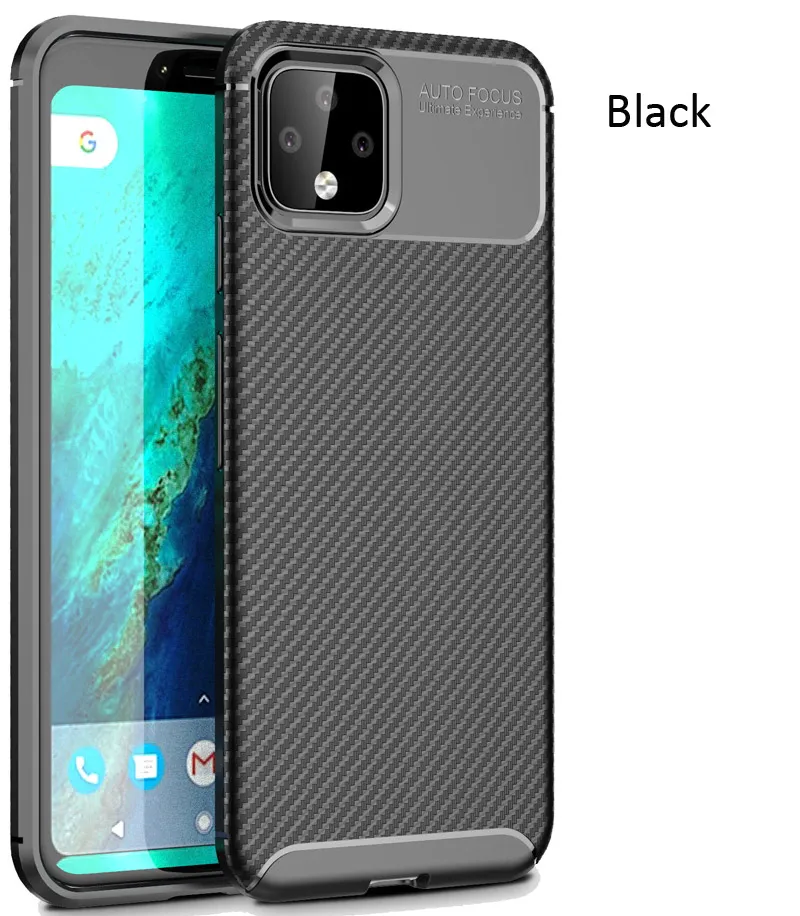 Чехол из углеродного волокна для Google Pixel 4 XL TPU силиконовый защитный чехол из волоконной ткани - Цвет: Black