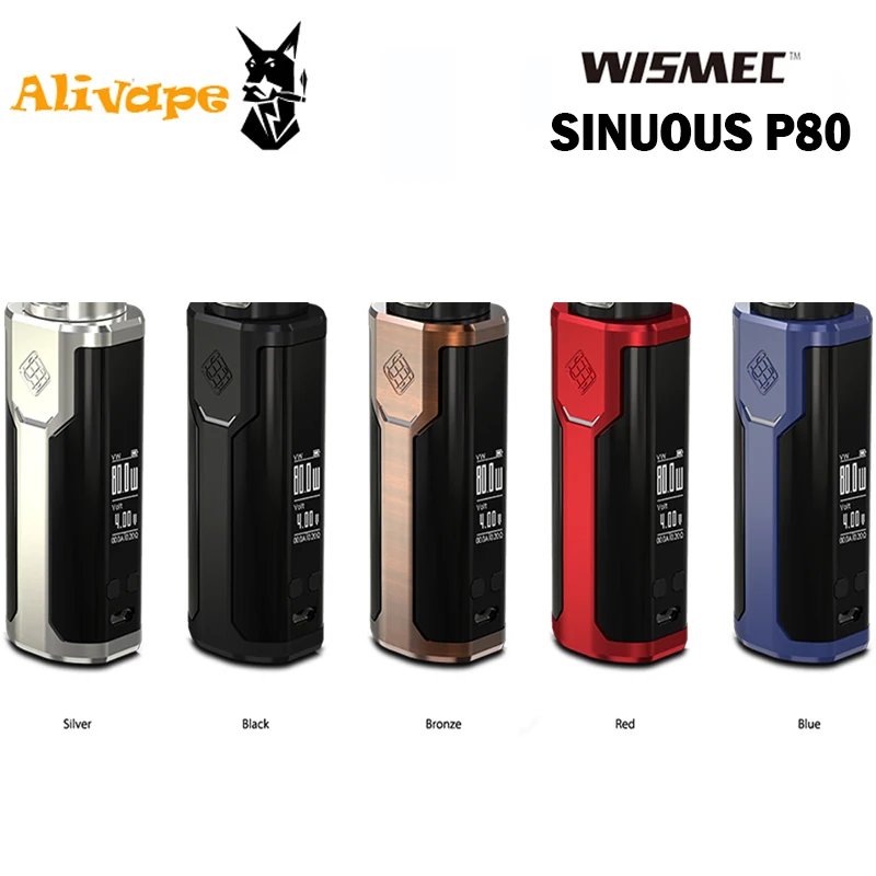 Wismec SINUOUS P80 бокс мод 80 Вт подходит для одного аккумулятора 18650 с ELABO mini 2 мл Vape|mod box|80w