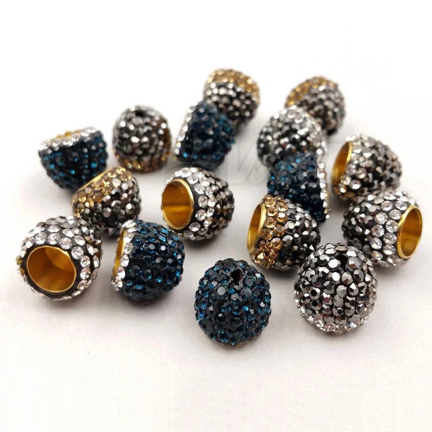

JF176 Beautiful Mysterious Rhinestone Pave Beads In Pure Gold Electroplate Jewelry Beads For Women Jewelry Design 10mm