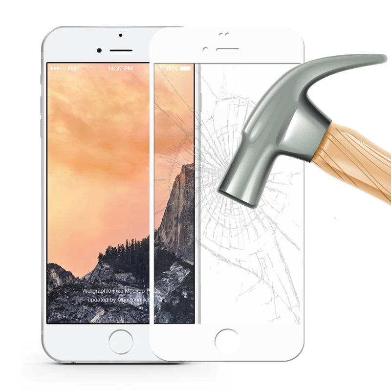 Защитное стекло 3 D для iPhone 7 6 Plus закаленное Apple 3D круглая изогнутая защита экрана