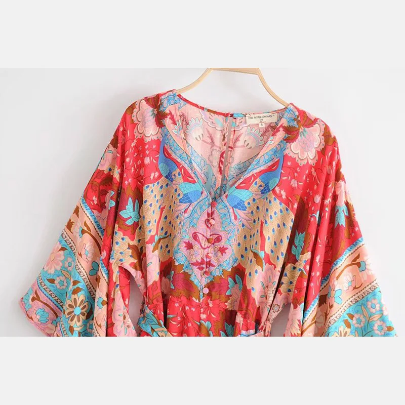 Новинка 2019 женский короткий комбинезон с цветочным принтом и длинными рукавами