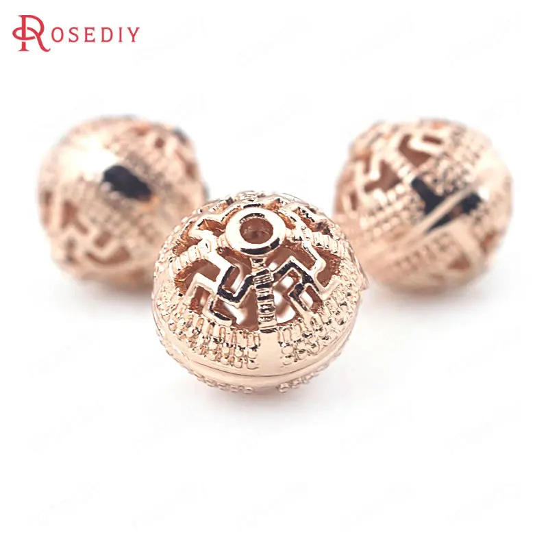 

10PCS 9MM 24K Champagne Gold Color Plated Brass Buddha Beads Hollow Round Beads High Quality Diy Jewelry Accessories