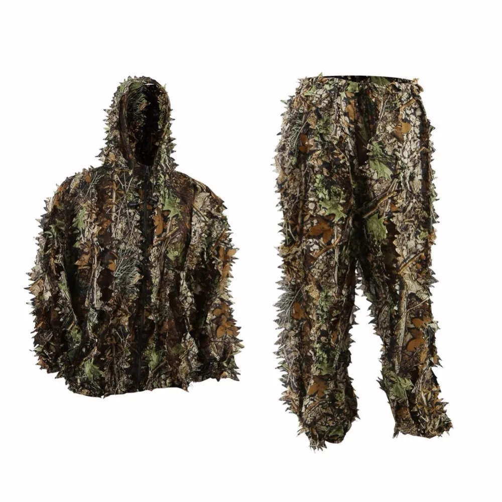 3D Ghillie Suit Leaf Woodland Camouflage Clothing Hunting Army Sniper Military Clothes and Pants for Jungle | Спорт и развлечения
