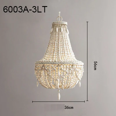 3LT antique white Ретро промышленный деревянный подвесной светильник, винтажный белый/серый деревянный подвесной светильник из бисера, спальня, столовая, лофт, Скандинавская лампа - Цвет корпуса: 3LT antique white