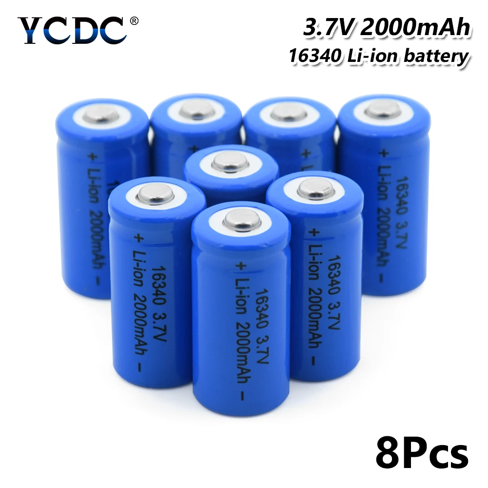 8 pieces 2/4/6/8/10 шт 3,7 V 16340 2000mAh Синий литий-ионных батарей для замены для CR123A CR17345 K123A VL123A DL123A 5018LC SF123A EL123AP - Цвет: 8 pieces