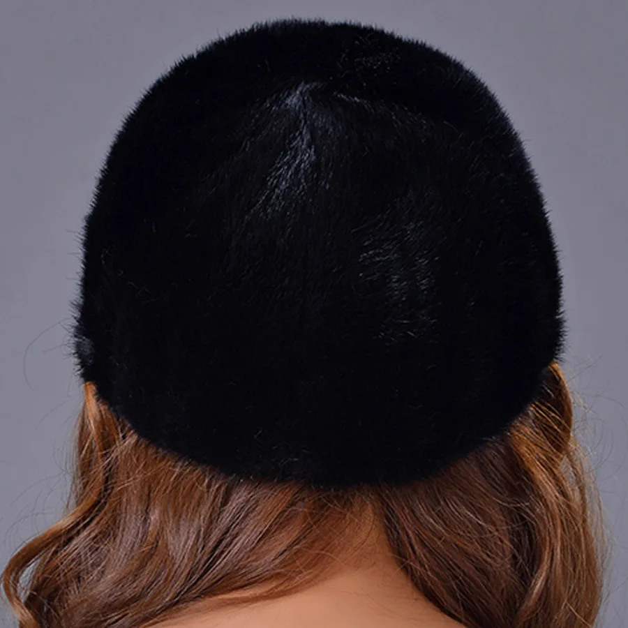 Женская шапка из меха норки с козырьком натурального теплая зимняя меховая