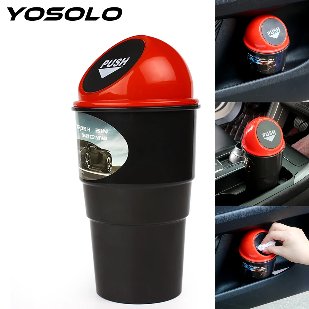 

YOSOLO Rubbish Collector Car Trash Bin Convenient Trash Rubbish Bin Portable Dust Storage Holder Car garbage Can Car Styling