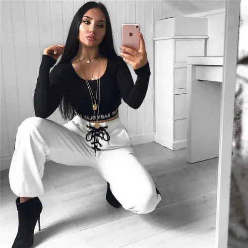 2017 Для женщин Брюки для девочек Повседневное шаровары мешковатые хип-хоп танцев