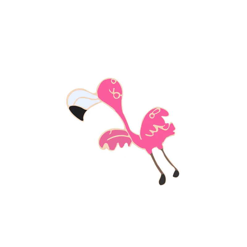 Flamingo Бутик значок аниме брошь лягушка лиса Ласточка Покемон кролик Фламинго утка Русалка бык морской конек дети Ленивец булавка коллекция животных - Окраска металла: Flamingo