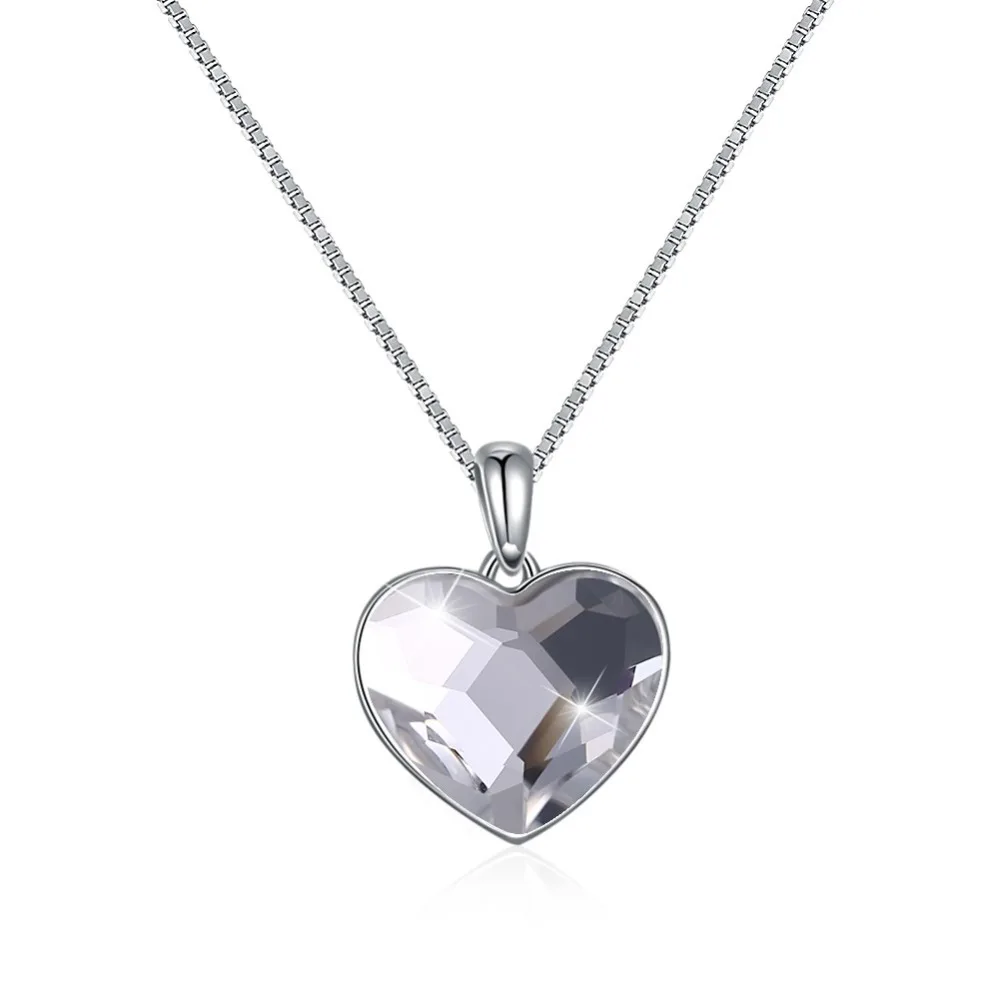 LEKANI/ожерелье с кристаллами Swarovski 925 двухстороннее модное ожерелье в форме сердца