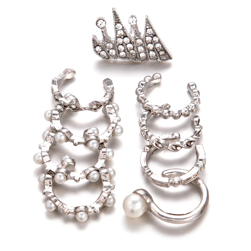 Женские богемные серьги клипсы с имитацией жемчуга 9 шт.|ear clip|pearl ear clipear cuff |