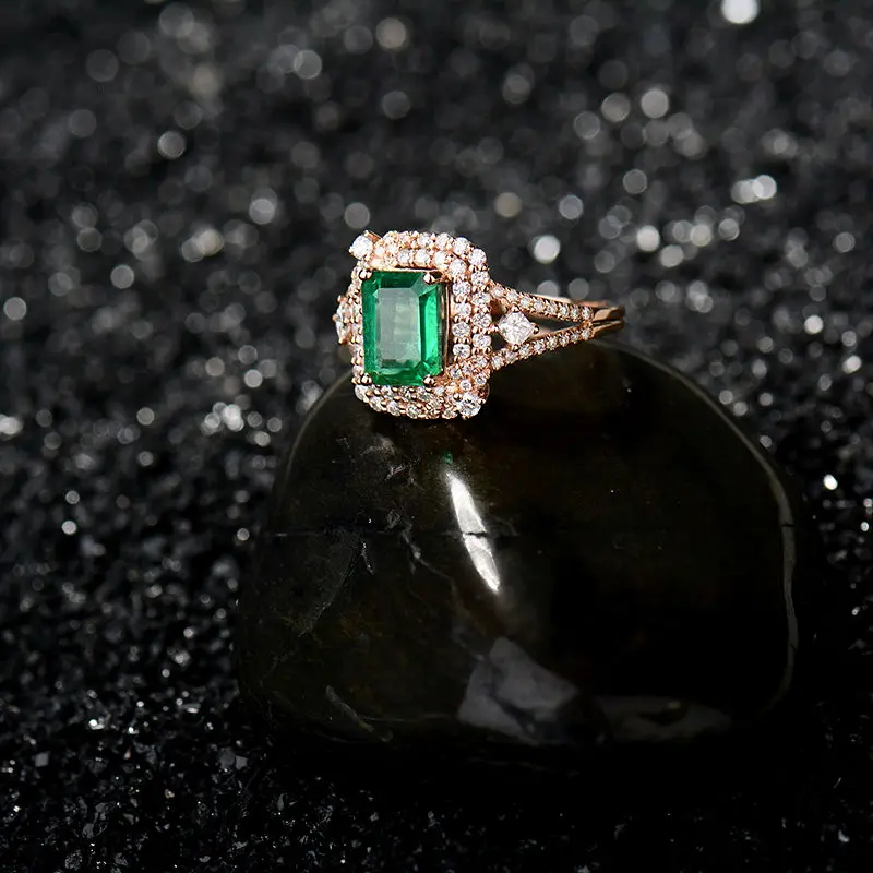 Обручальные кольца LANMI из розового золота 14 к с натуральным изумрудом|ring design|gold
