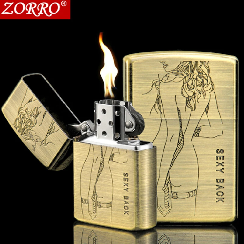 Zorro ретро керосиновая модная бронзовая тисненая Зажигалка качество на ощупь