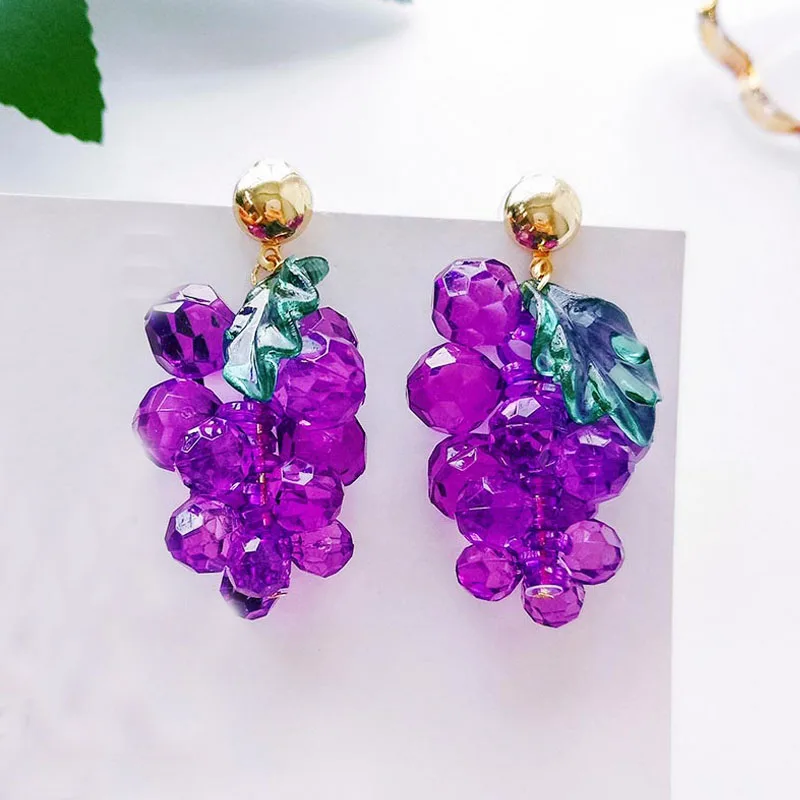 2018 Роскошные милые зеленые листья фиолетовые бусины виноград австрийский