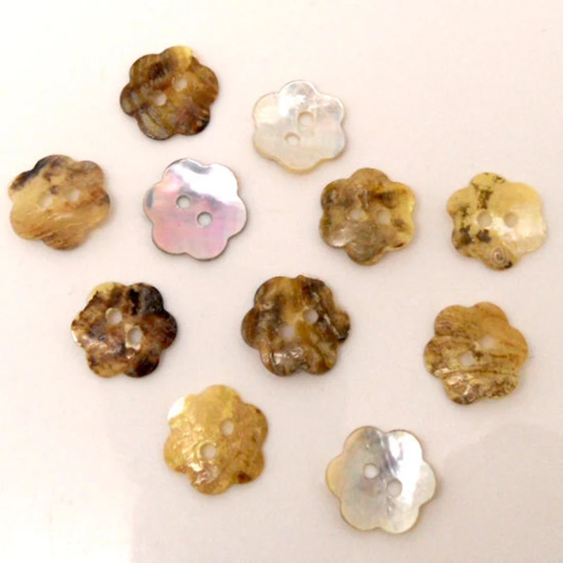 100 шт. 2 отверстия пуговицы перламутр Цветок Швейные Кнопки для скрапбукинга 13 мм
