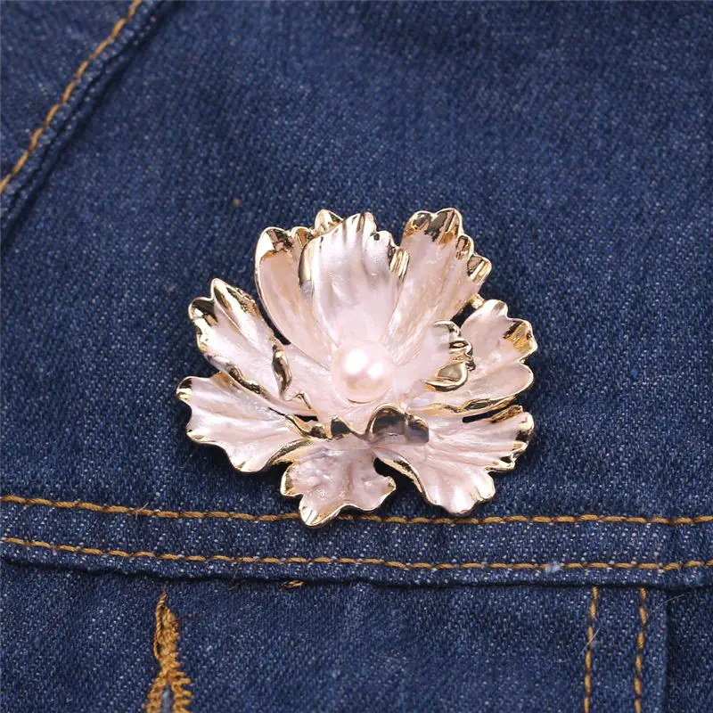 Великолепная изящная брошь в форме цветка с искусственным жемчугом многослойные