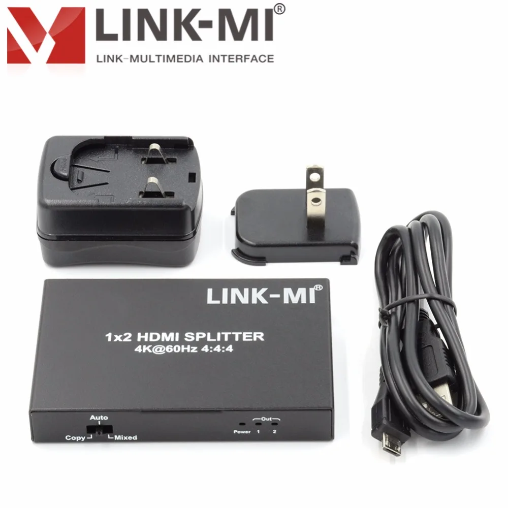 Link-MI SP05S 1x2 HDMI Splitter HDCP2.2 Поддержка 2.0 3D 4Kx2K@60Hz (YUV 4:4:4) 18G HDR EDID Полный 1080P Дистрибьютор