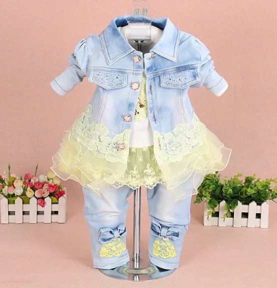 Комплект джинсовой одежды для новорожденных девочек комплект из 3 предметов на