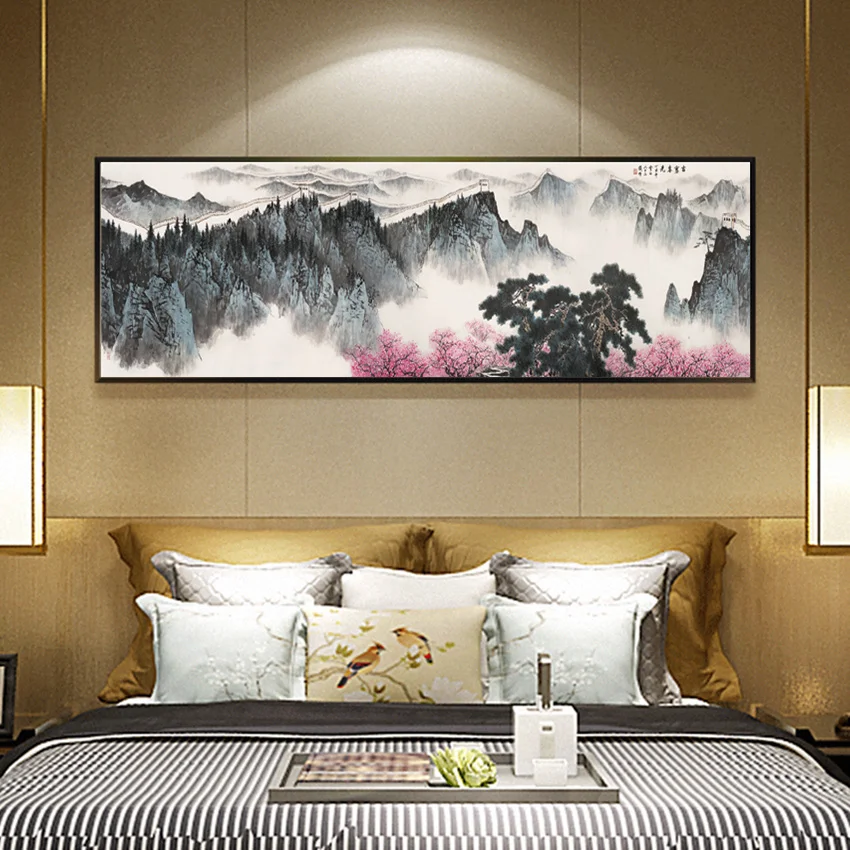 Китайская живопись чернилами на холсте пейзаж HD принты Настенная картина