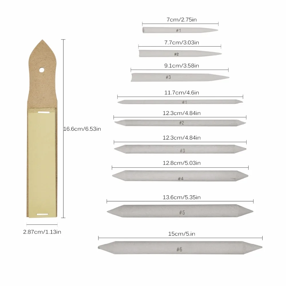14 Pcs/Set Art Drawing Pen Tools Stump Blending Paper and Tortillion Set Sandpaper Pencil Sharpener for Student Sketch | Дом и сад