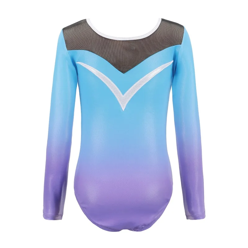 

High Quality Competition Gymnastics Long Sleeved Bright Color Body Suits Children Girls Models Ballet Practice Dance Wear