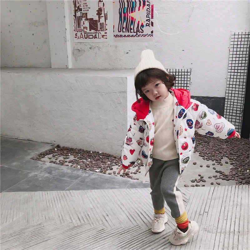 Celveroso Girls boys winter jackets fashion cartoon Clothing coat baby girl warm casual Outerwear Sesame Street Kids jackets