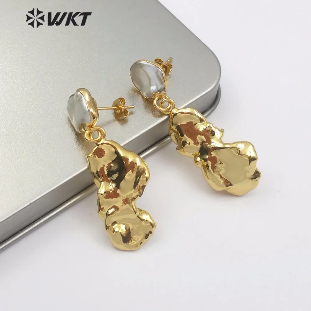 WT E490 WKT хит продаж жемчужные серьги гвоздики с натуральным случайным размером