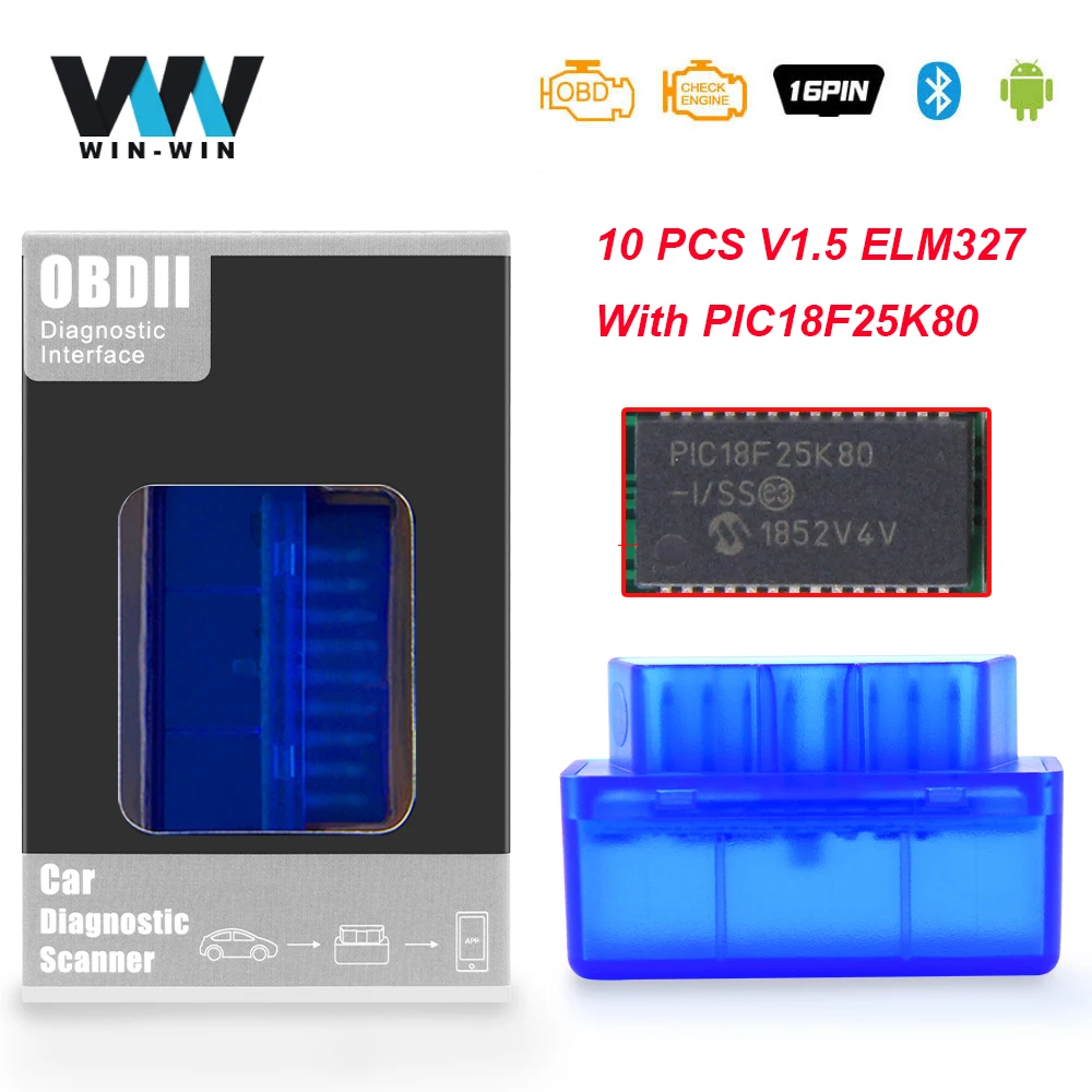 Мини ELM327 V1.5 bluetooth сканер ELM 327 с PIC18F25K80 чипом OBDII OBD2 Поддержка J1850 протоколы посылка