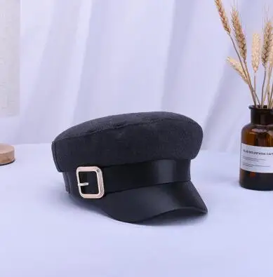 1 Модные женские кепки осень зима PU Hap кожаные кепки Newsboy - Цвет: 1