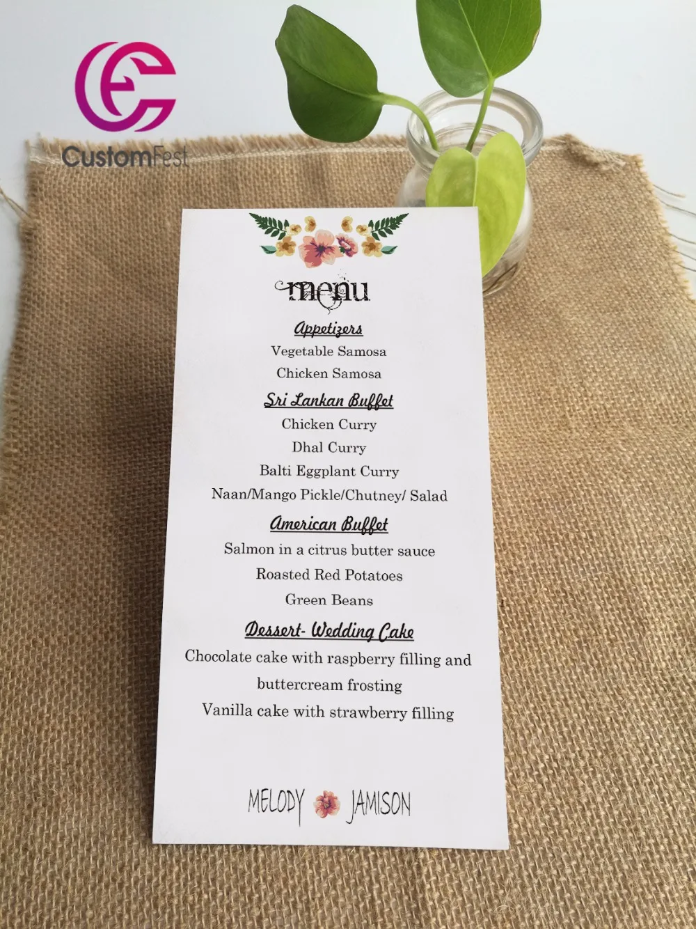 50pcs/lot Personalized menu simple floral whole set available MU013 | Дом и сад